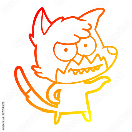 warm gradient line drawing cartoon grinning fox