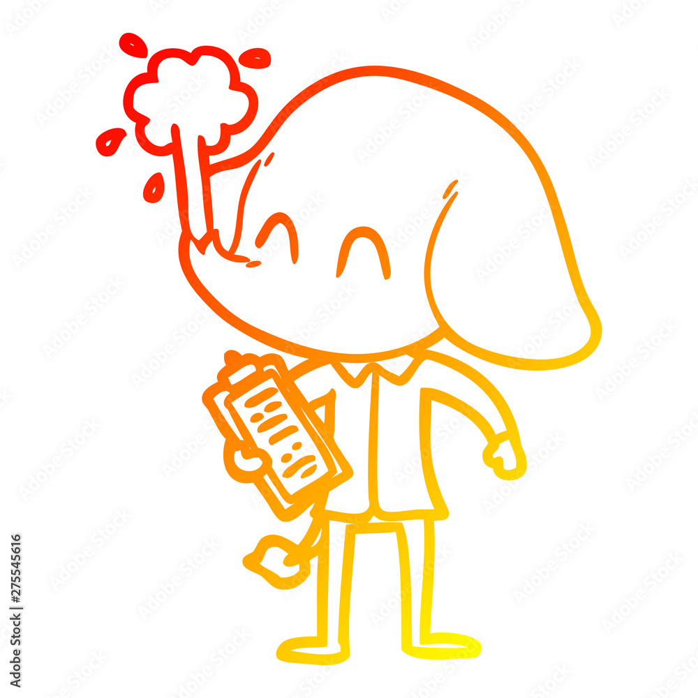 warm gradient line drawing cute cartoon elephant spouting water warm gradient line drawing cute cartoon elephant spouting water