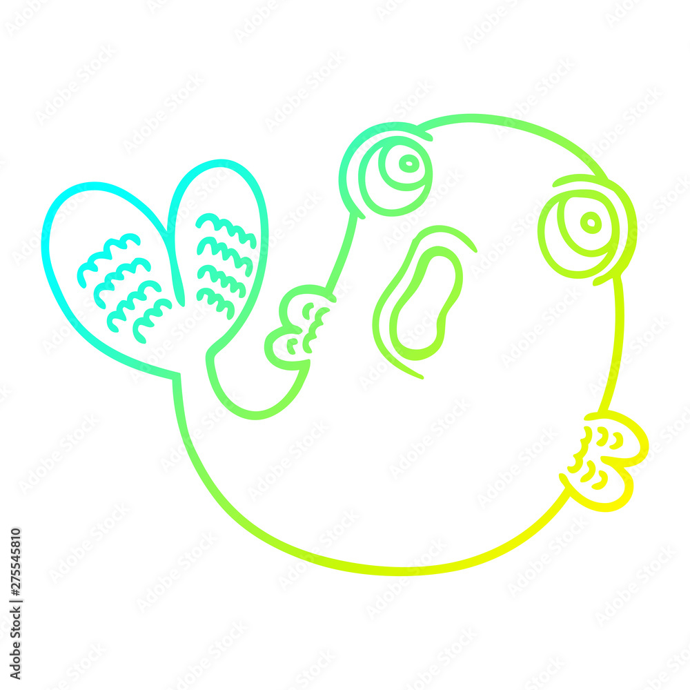 Obraz premium cold gradient line drawing cartoon fish