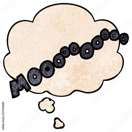 cartoon moo noise and thought bubble in grunge texture pattern style