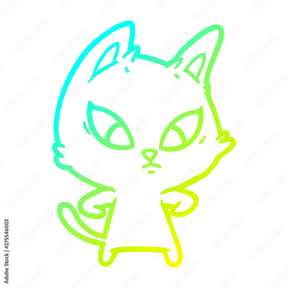 cold gradient line drawing confused cartoon cat cold gradient line drawing confused cartoon cat