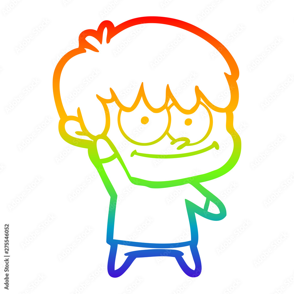 rainbow gradient line drawing happy cartoon man rainbow gradient line drawing happy cartoon man