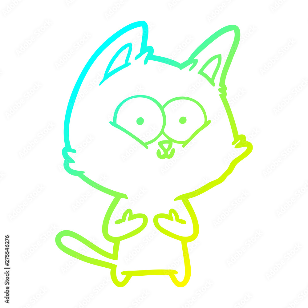Obraz premium cold gradient line drawing cartoon cat