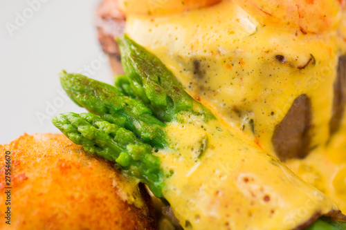Fantastic mix - beaf stake, basil, shrimp, rice, asparagus and potato