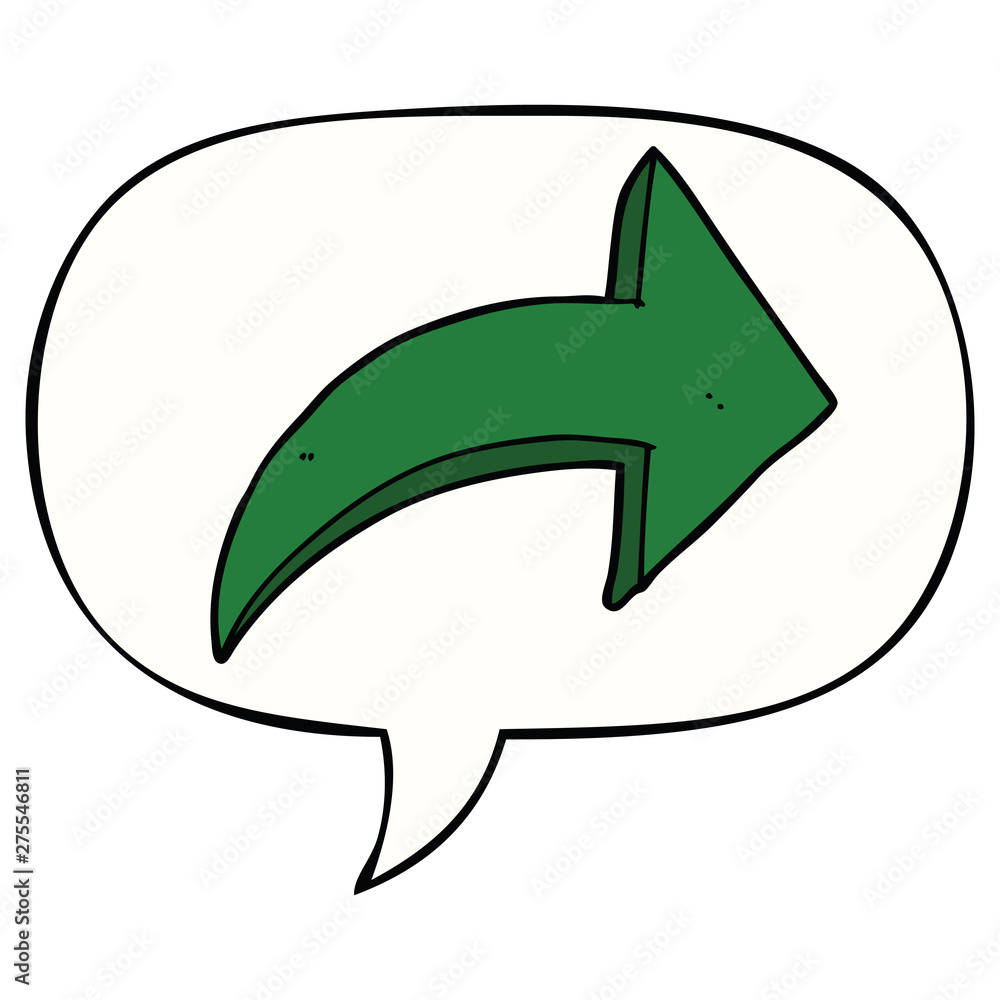 Obraz premium cartoon pointing arrow and speech bubble