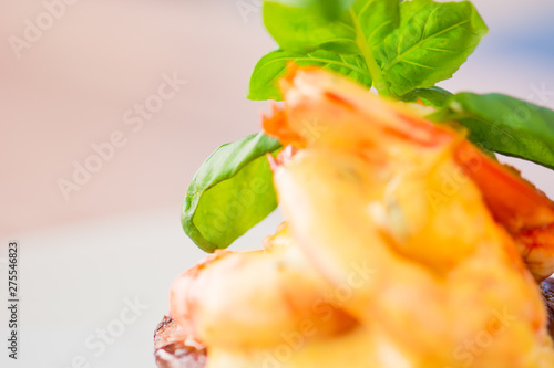 Fantastic mix - beaf stake, basil, shrimp, rice, asparagus and potato