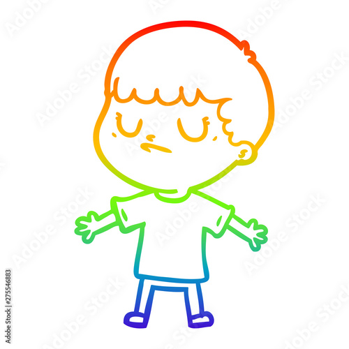 rainbow gradient line drawing cartoon grumpy boy