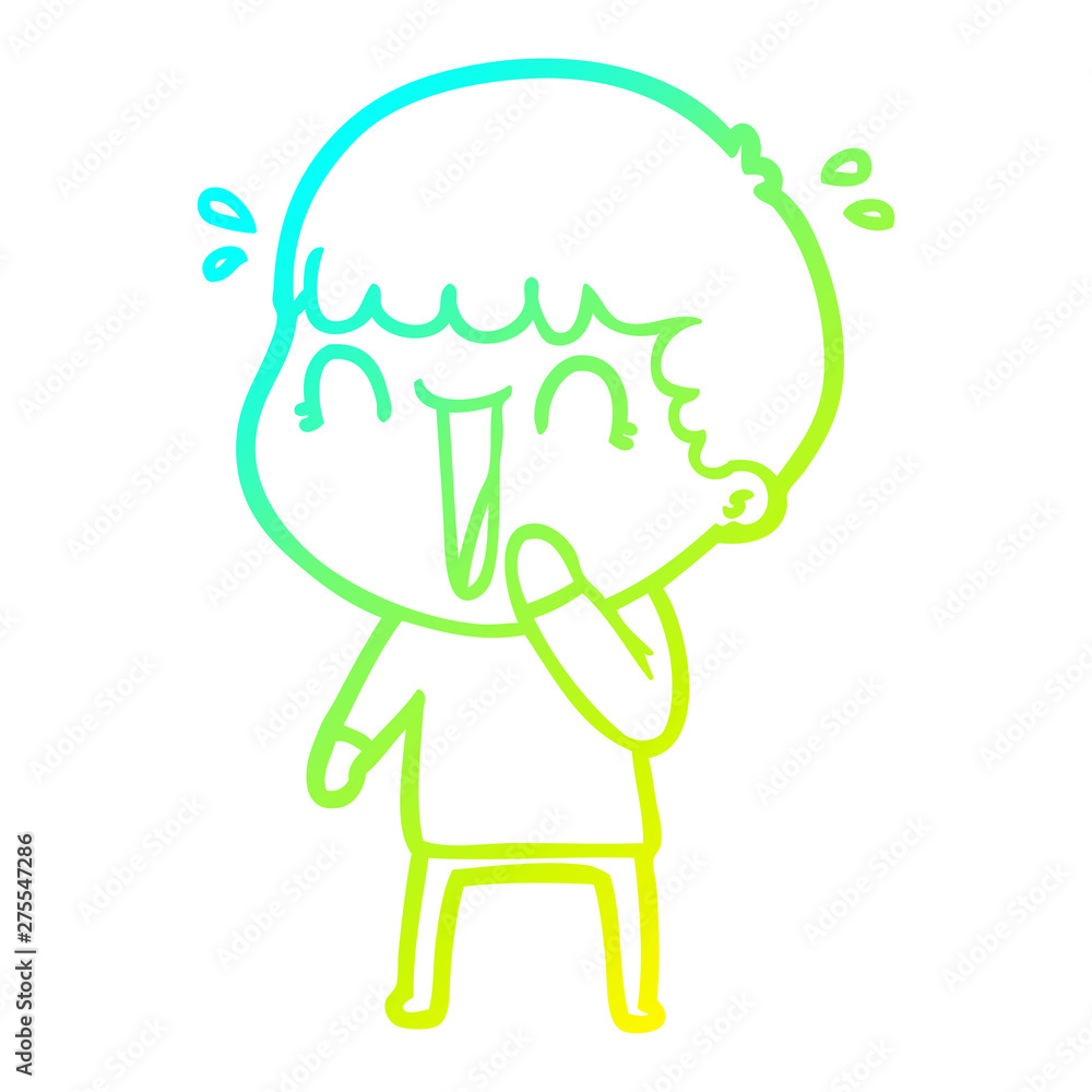 cold gradient line drawing laughing cartoon man cold gradient line drawing laughing cartoon man
