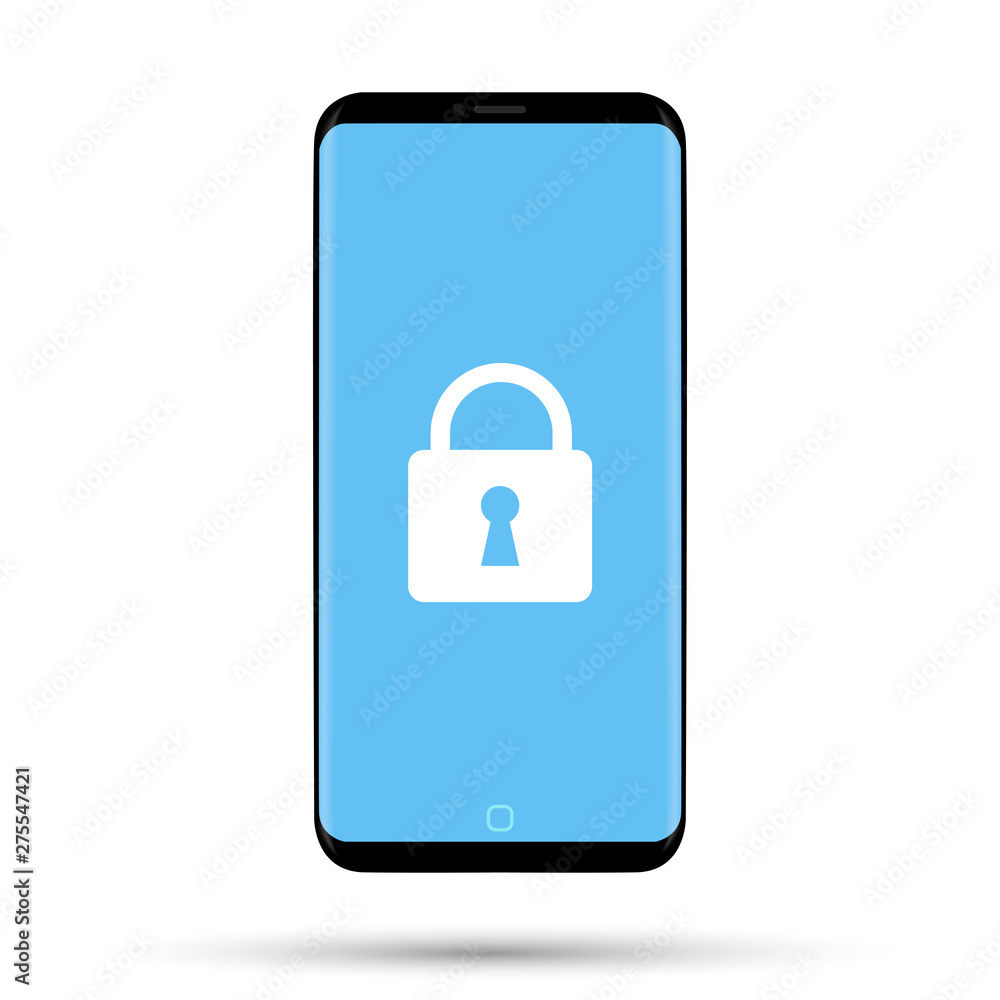 Phone with blocked screen is shown on a white background. Phone with blocked screen is shown on a white background.