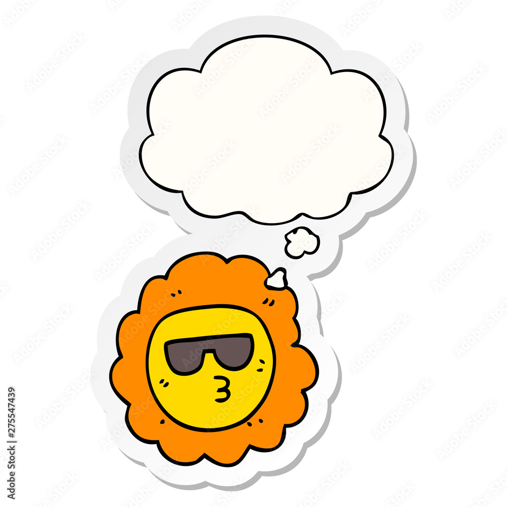 cartoon sunflower and thought bubble as a printed sticker cartoon sunflower and thought bubble as a printed sticker