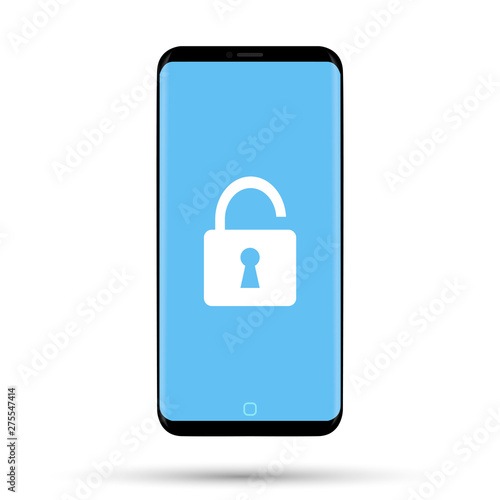 The phone with the unlocked screen is shown on a white background.