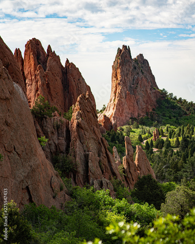Large and beautiful red rock mountain formations in Colorado during a sunny day