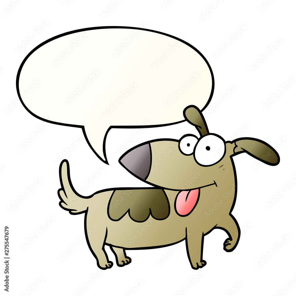 cartoon happy dog and speech bubble in smooth gradient style cartoon happy dog and speech bubble in smooth gradient style