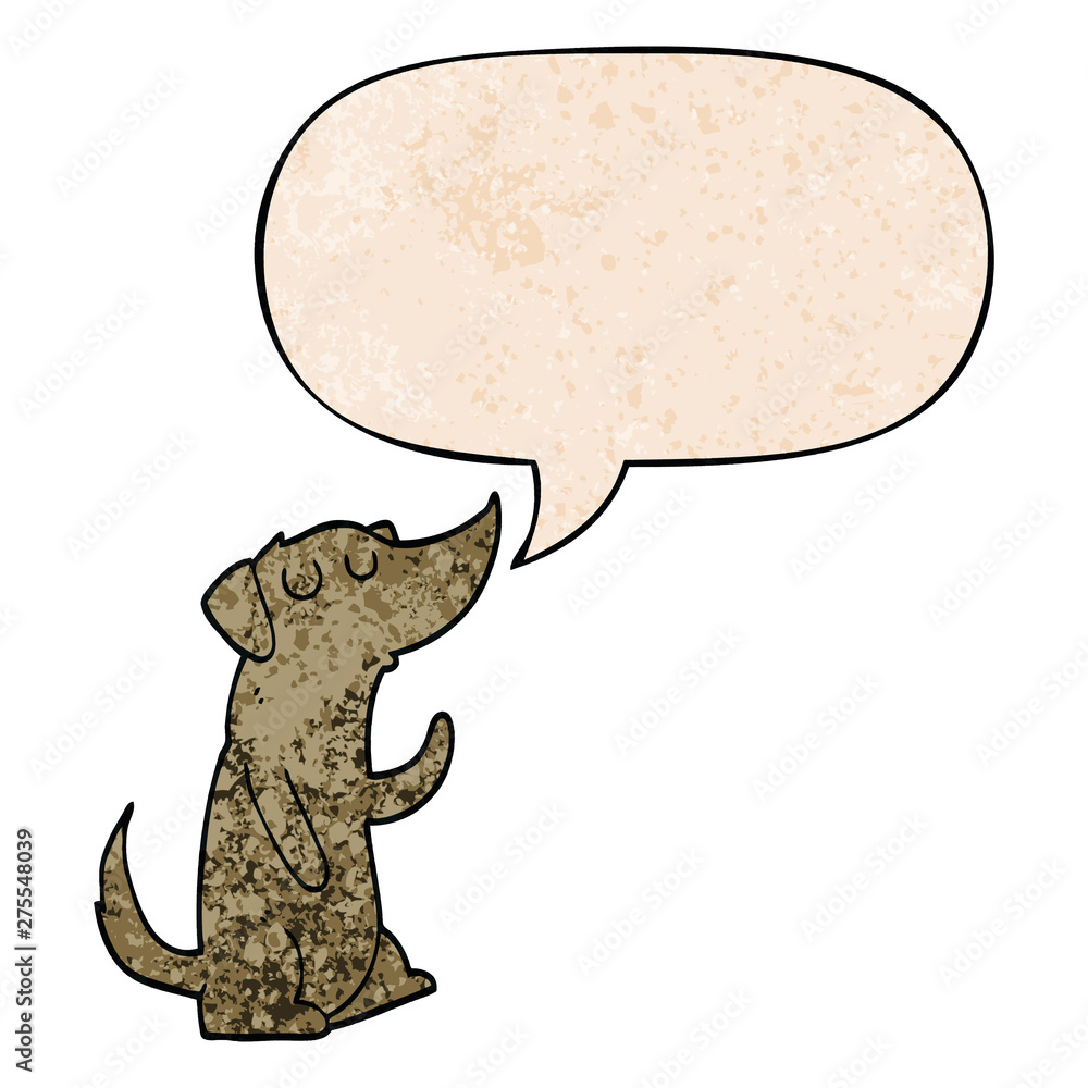 cartoon dog and speech bubble in retro texture style cartoon dog and speech bubble in retro texture style