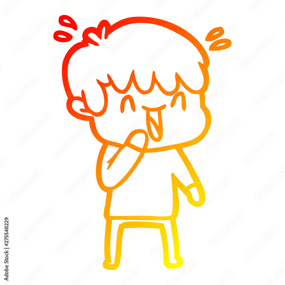 warm gradient line drawing cartoon laughing boy warm gradient line drawing cartoon laughing boy