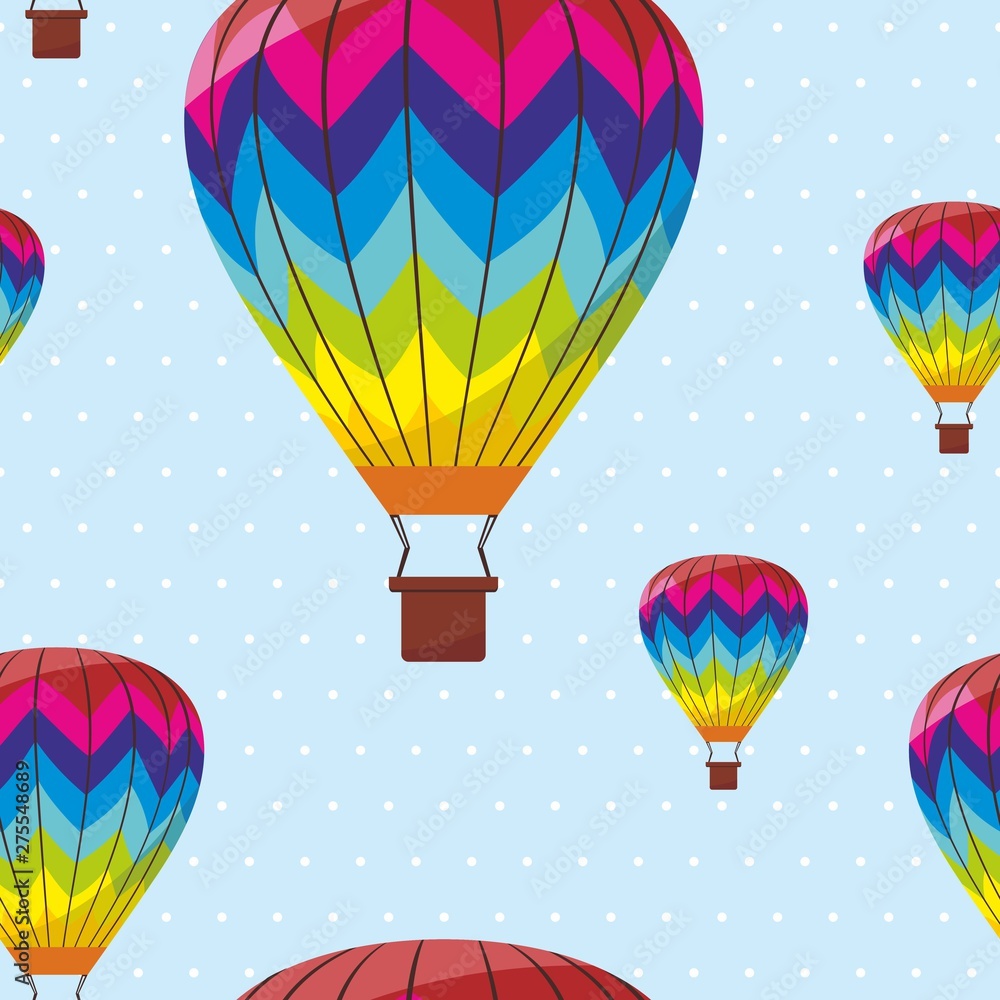 Fototapeta premium Vector illustration seamless pattern with air balloons