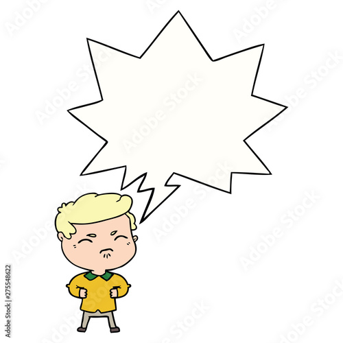 cartoon annoyed man and speech bubble