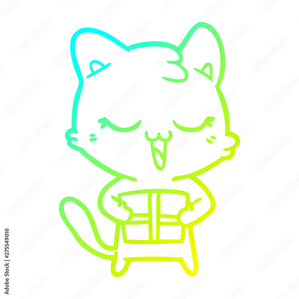 cold gradient line drawing happy cartoon cat cold gradient line drawing happy cartoon cat