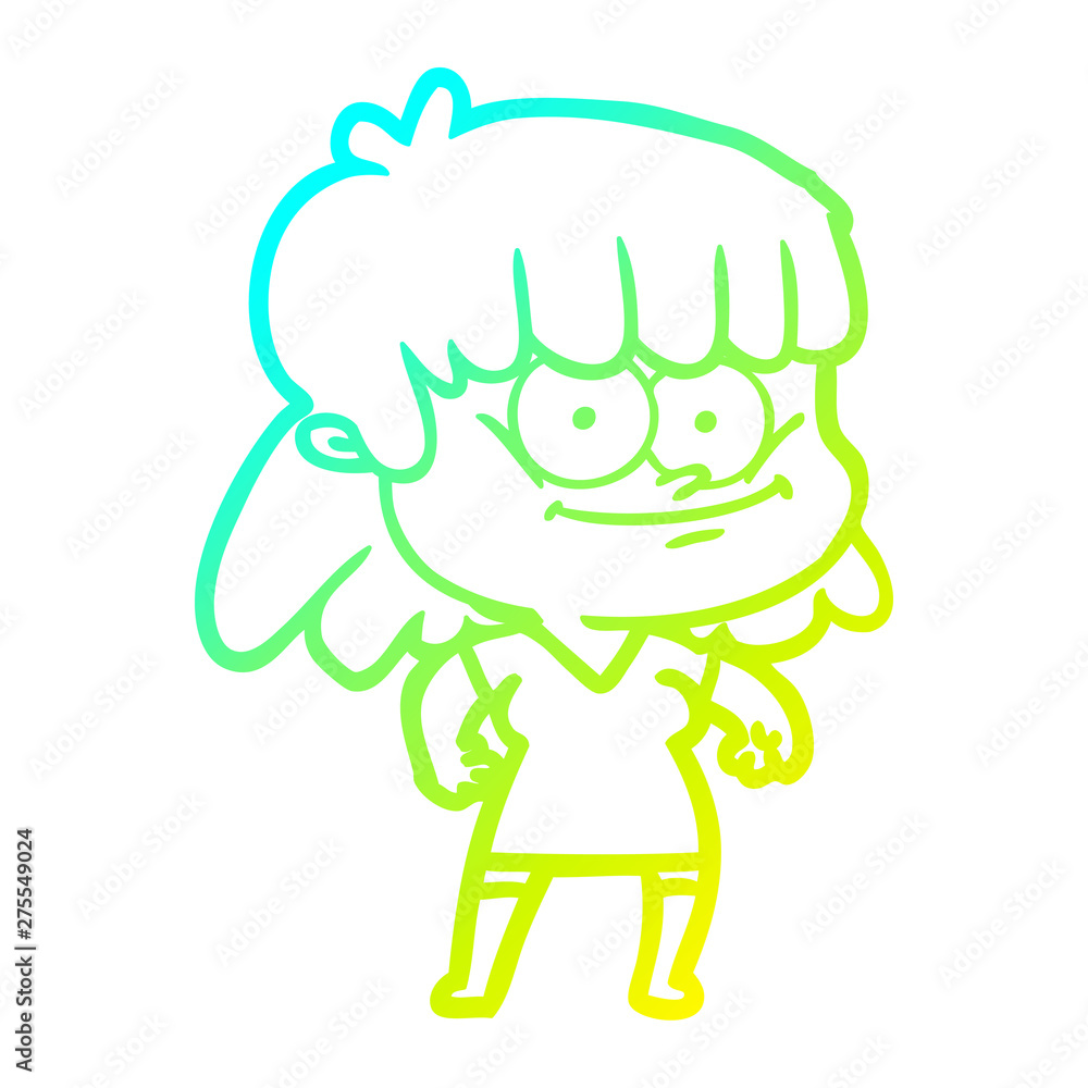 cold gradient line drawing cartoon girl smiling cold gradient line drawing cartoon girl smiling