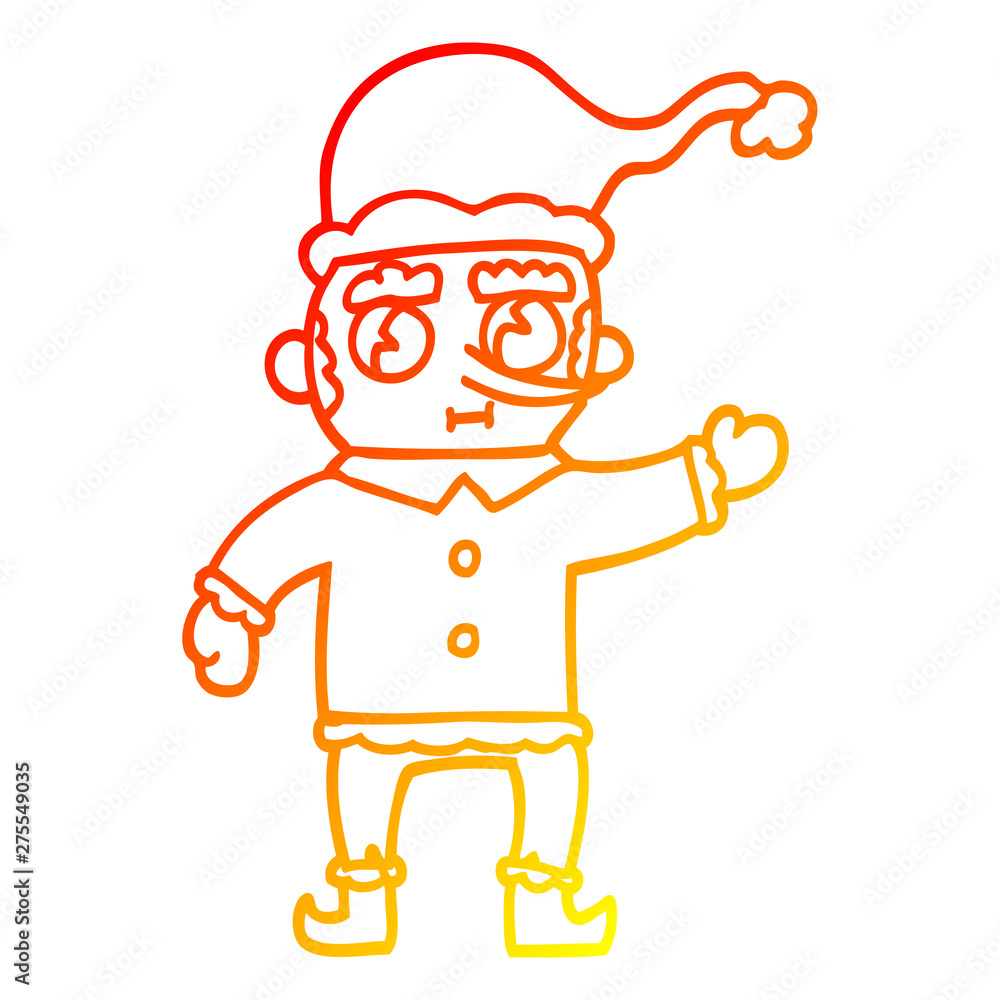 warm gradient line drawing cartoon christmas elf