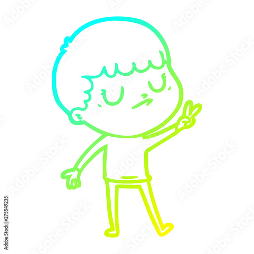 cold gradient line drawing cartoon grumpy boy