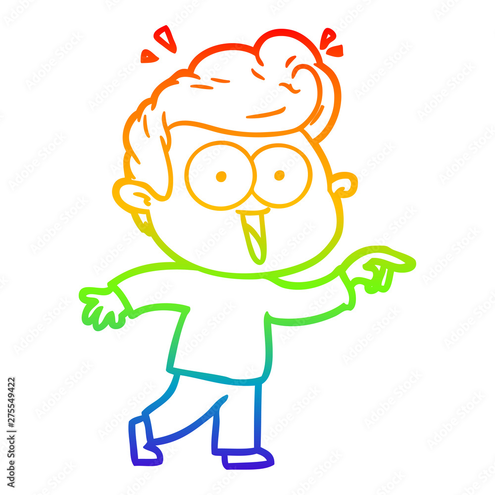 rainbow gradient line drawing cartoon excited man rainbow gradient line drawing cartoon excited man