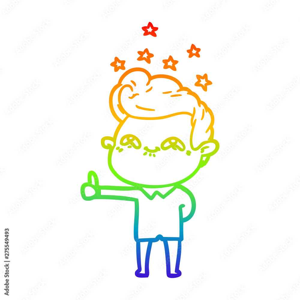 rainbow gradient line drawing cartoon excited man rainbow gradient line drawing cartoon excited man