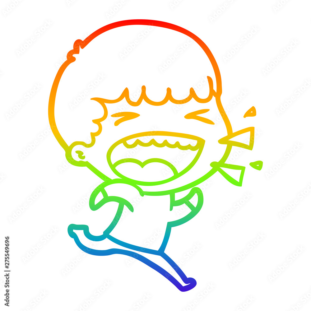 rainbow gradient line drawing cartoon laughing man rainbow gradient line drawing cartoon laughing man