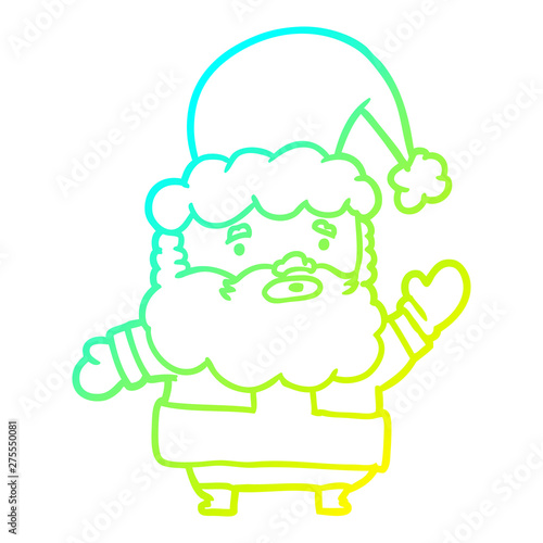 cold gradient line drawing santa claus waving