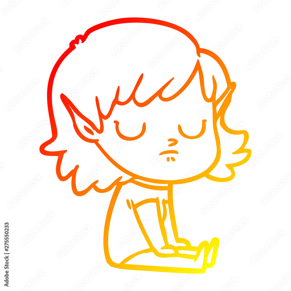 warm gradient line drawing cartoon elf girl warm gradient line drawing cartoon elf girl
