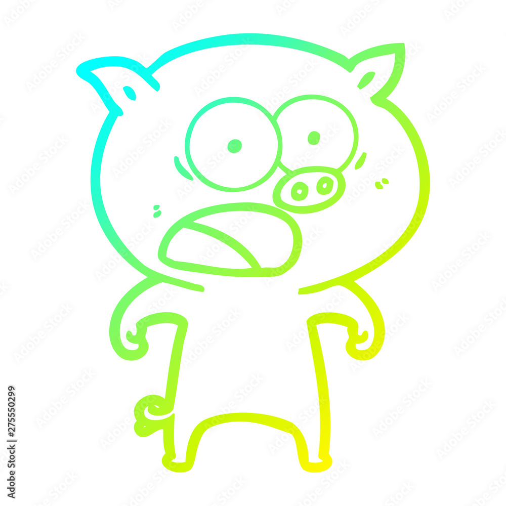 cold gradient line drawing cartoon pig shouting cold gradient line drawing cartoon pig shouting