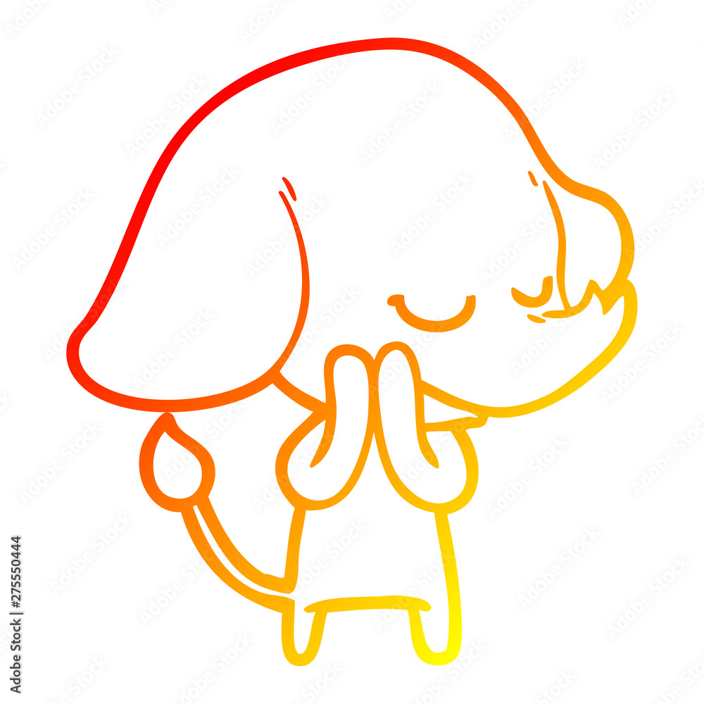 warm gradient line drawing cartoon smiling elephant warm gradient line drawing cartoon smiling elephant