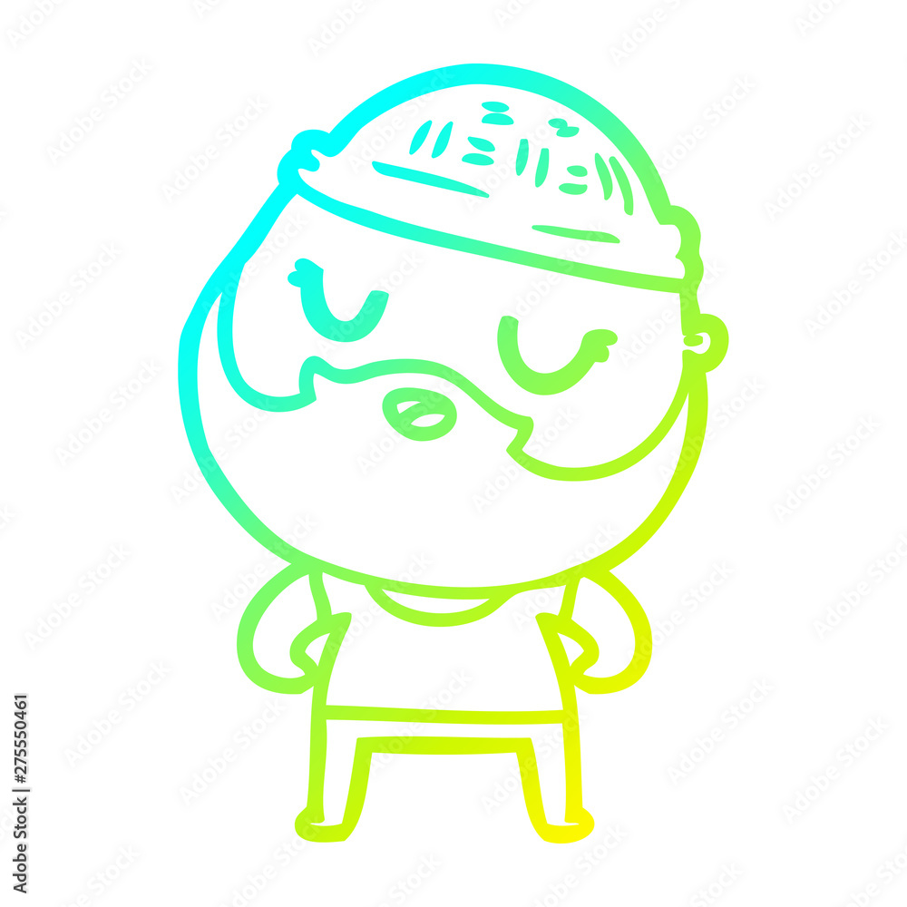 cold gradient line drawing cute cartoon man with beard cold gradient line drawing cute cartoon man with beard