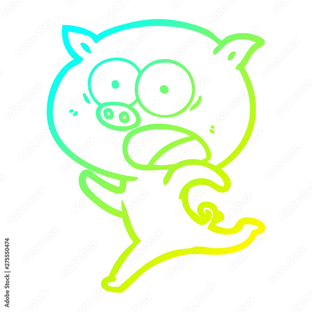 cold gradient line drawing cartoon pig running cold gradient line drawing cartoon pig running