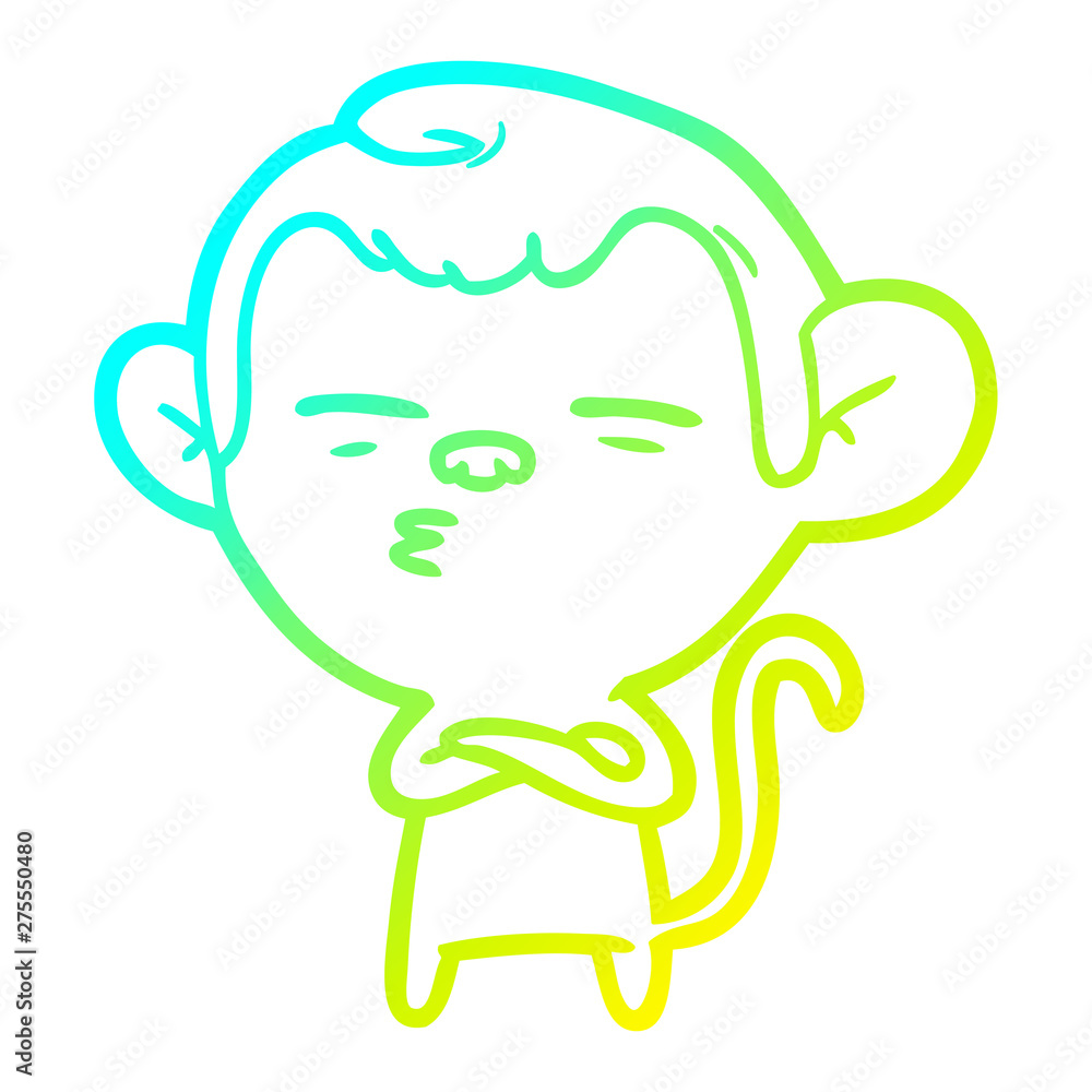 Obraz premium cold gradient line drawing cartoon suspicious monkey