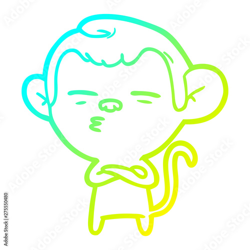 cold gradient line drawing cartoon suspicious monkey