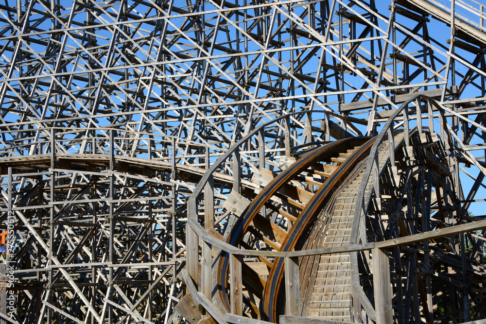 wood construction of historic rollercoaster