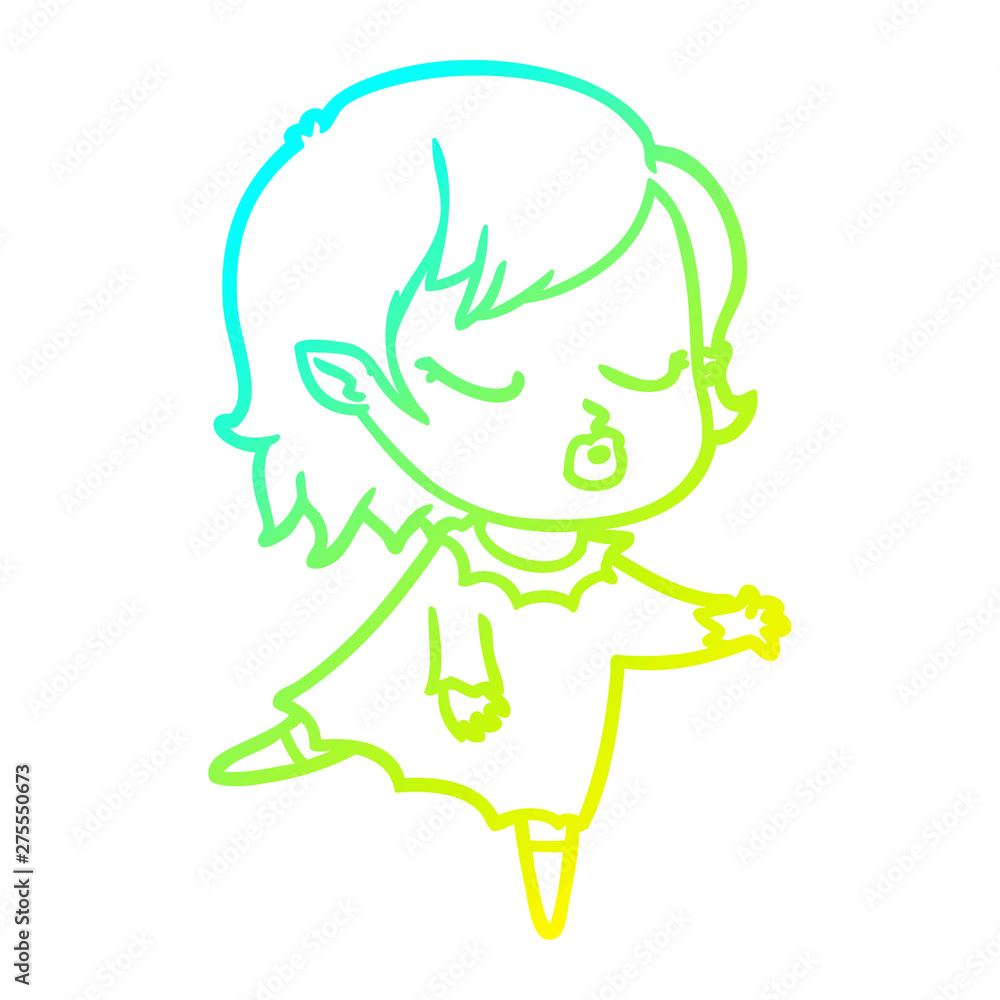 cold gradient line drawing cute cartoon vampire girl cold gradient line drawing cute cartoon vampire girl