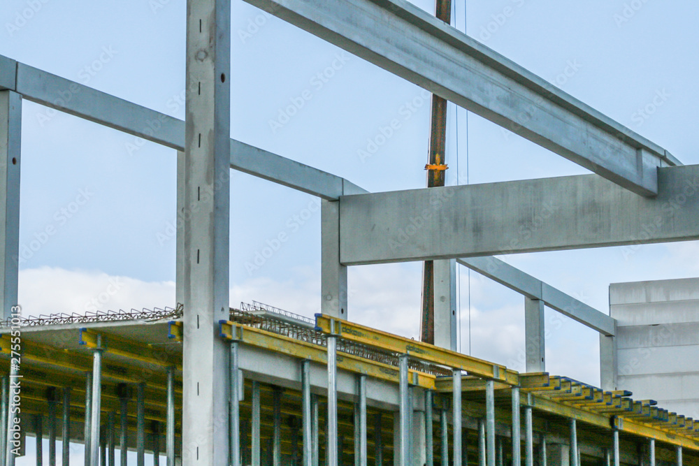 Construction site with precast concrete parts Construction site with precast concrete parts