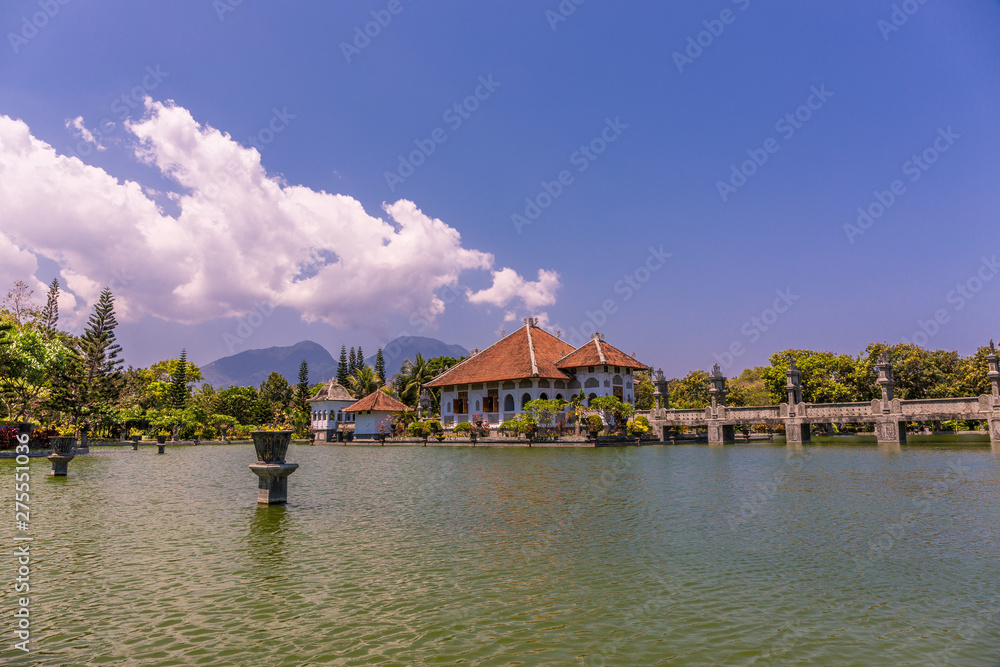 View of the lake at Ujung Water Palace (also known as Ujung Park or Sukasada Park) in Bali, Indonesia