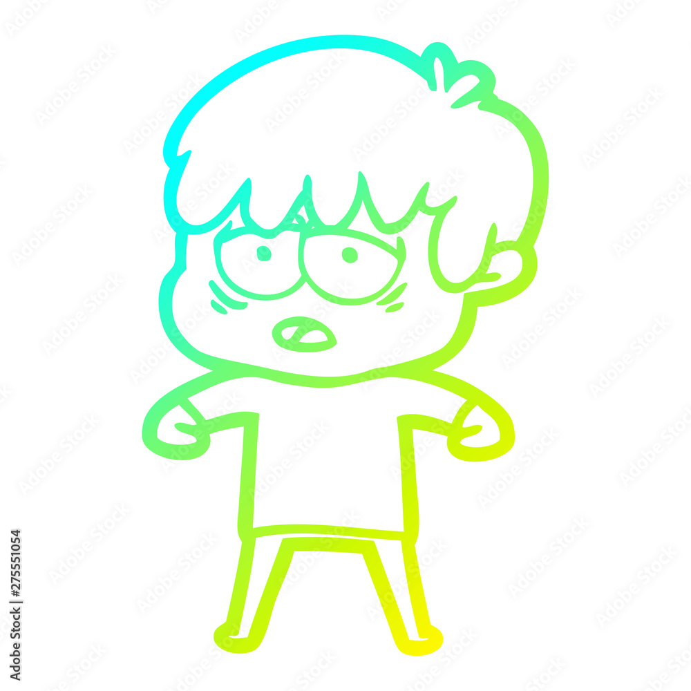 cold gradient line drawing cartoon exhausted boy cold gradient line drawing cartoon exhausted boy