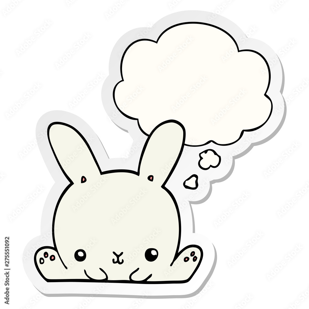 cartoon rabbit and thought bubble as a printed sticker cartoon rabbit and thought bubble as a printed sticker