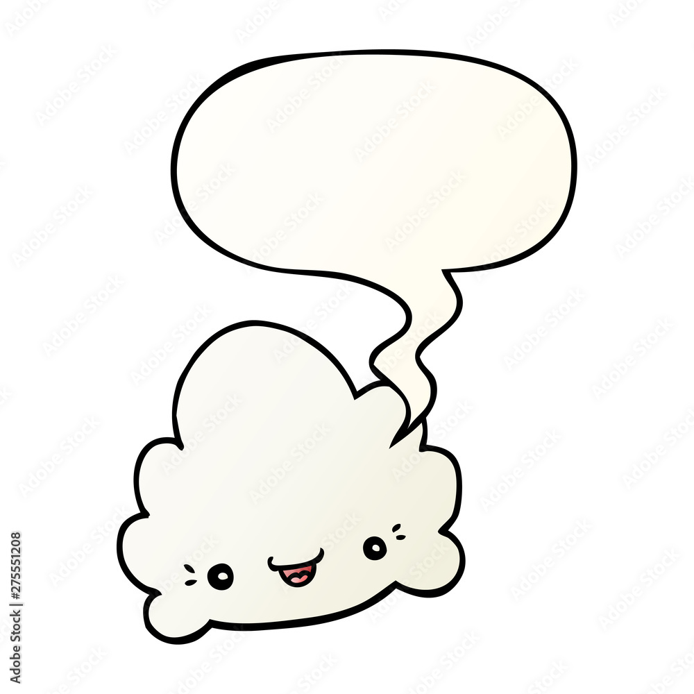 cartoon cloud and speech bubble in smooth gradient style cartoon cloud and speech bubble in smooth gradient style