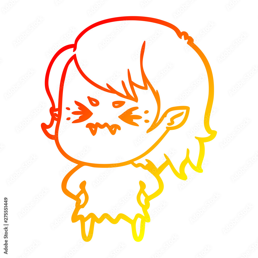 warm gradient line drawing annoyed cartoon vampire girl warm gradient line drawing annoyed cartoon vampire girl