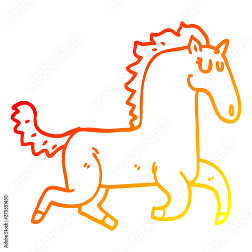 warm gradient line drawing cartoon magnificent stallion