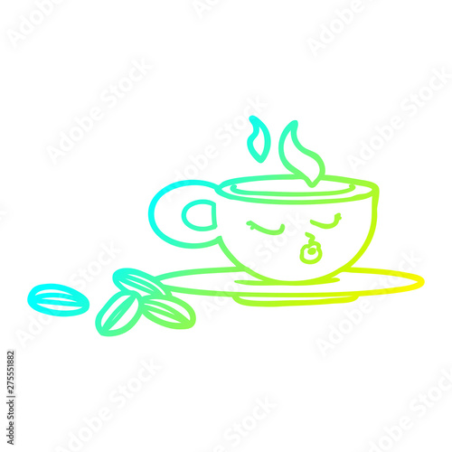cold gradient line drawing cartoon espresso mug
