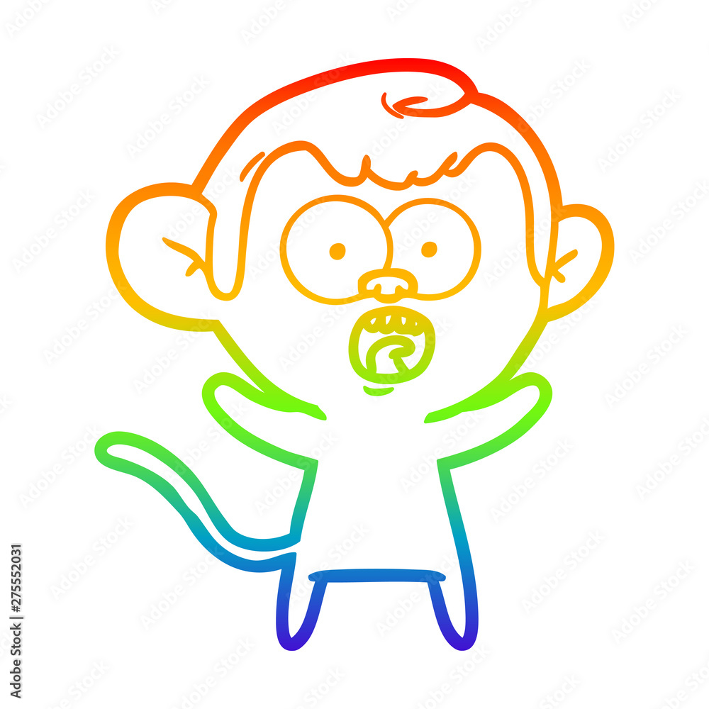 rainbow gradient line drawing cartoon shocked monkey rainbow gradient line drawing cartoon shocked monkey