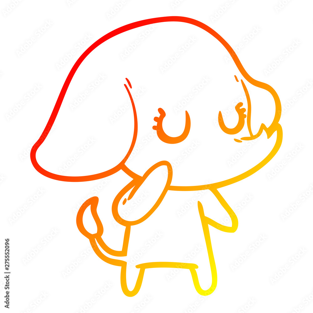 warm gradient line drawing cute cartoon elephant warm gradient line drawing cute cartoon elephant
