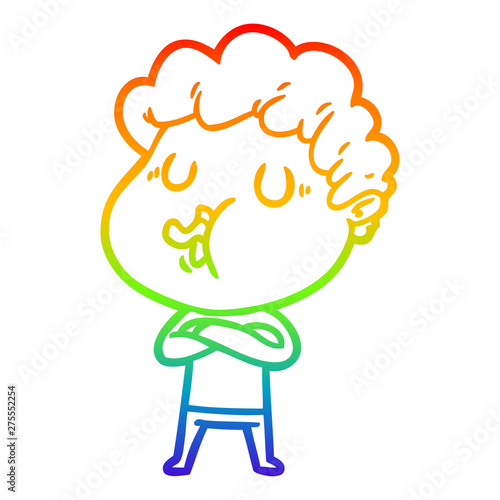 rainbow gradient line drawing cartoon man singing
