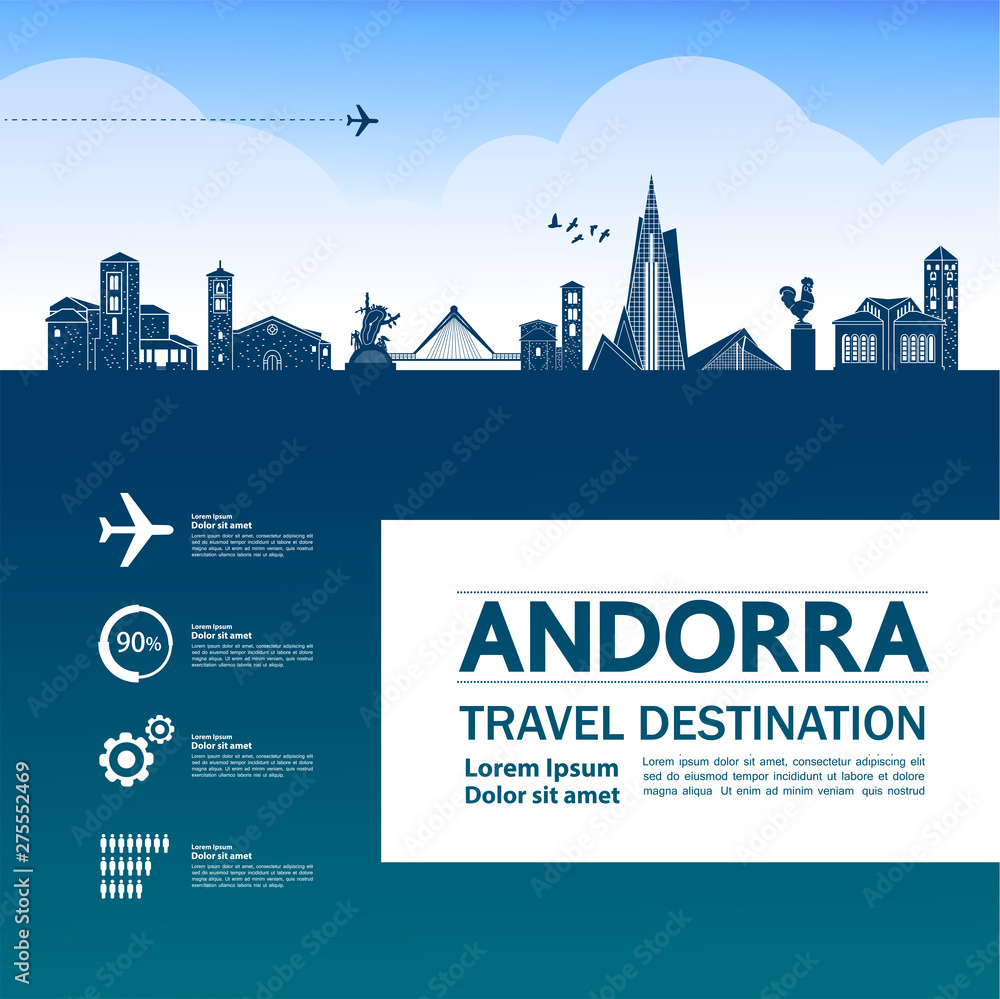Naklejka premium Andorra travel destination grand vector illustration.
